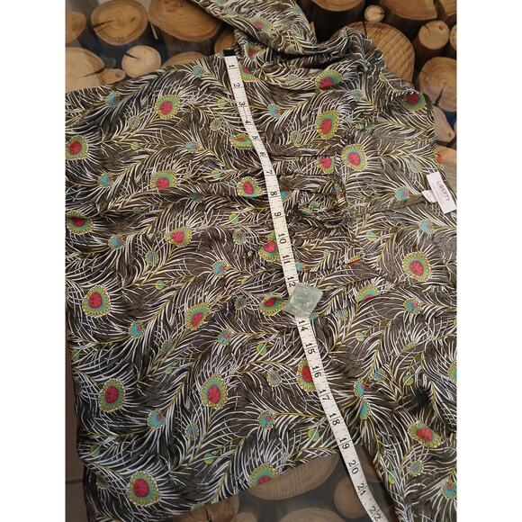 Liberty of London for Target 3/4 Sleeve Blouse Feather Print Brown Medium - Picture 4 of 10